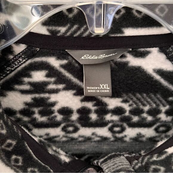 Eddie Bauer Black/White Ultrasoft Mock Neck Quarter Zip Pullover Top Size XXL - Picture 4 of 10